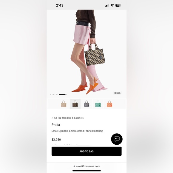 Prada Small Symbole Embroidered Fabric Handbag - Picture 7 of 16